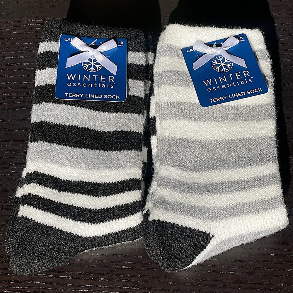 Cozy Terry Lined Socks Bundle (2 Pairs) — Winter Essentials